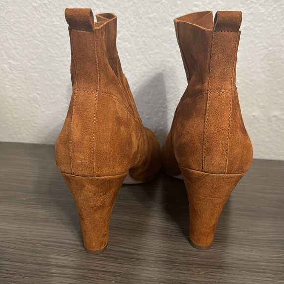 Sole Society Laurel Cognac Brown Suede Ankle Leather Bootie Size 9 - Picture 4 of 7